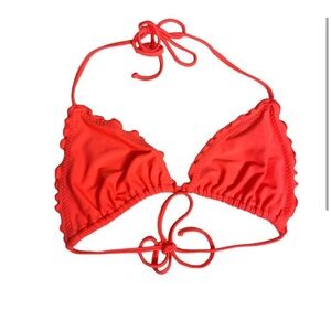 Luli Fama Cosita Buena Triangle Bikini Swimsuit Top Lettuce Hem Women’s Large